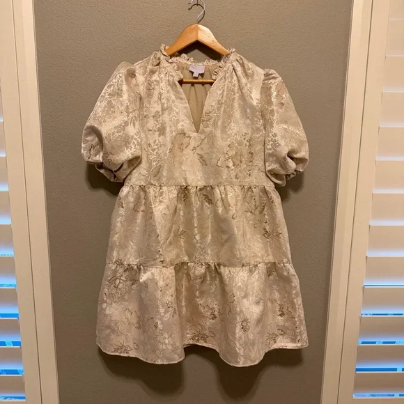Sugarlips Ivory Puff Sleeve Mini Dress - Picture 4 of 10